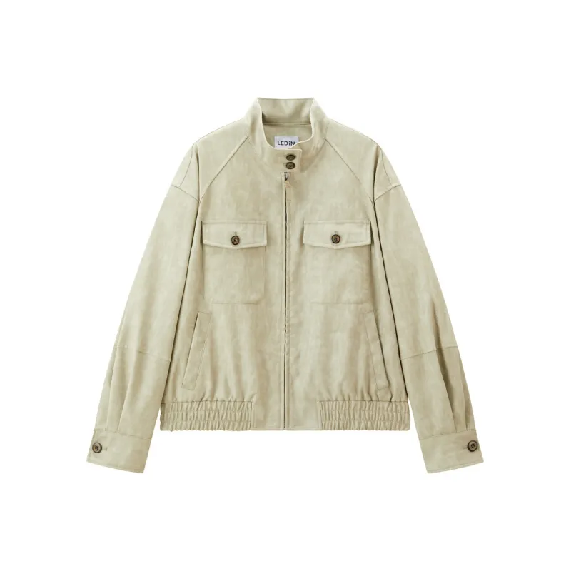 LEDIN Leather Jacket Women's Matte Mint Green-0