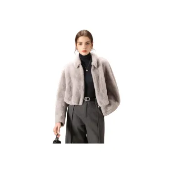 FENHONGMALI Velvet feel Coat Women's Gray