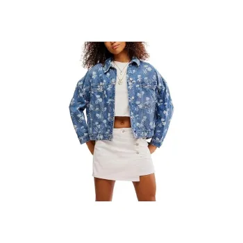 FREE PEOPLE Denim Jacket Women's Blue