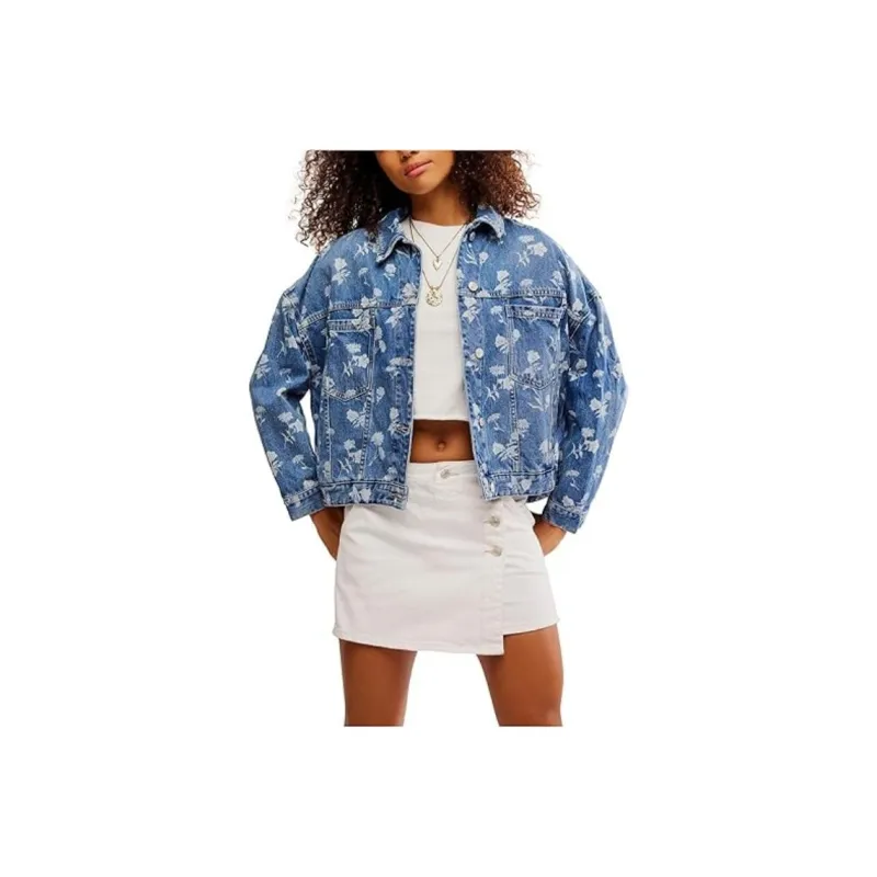 FREE PEOPLE Denim Jacket Women's Blue-0