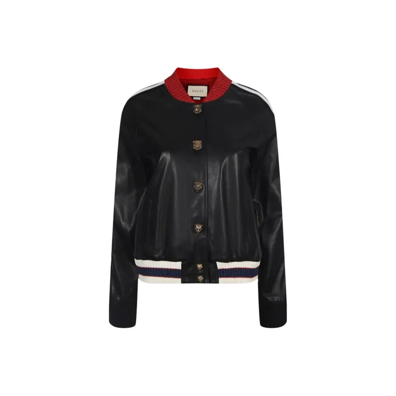 GUCCI Leather Jacket Women's Black-0