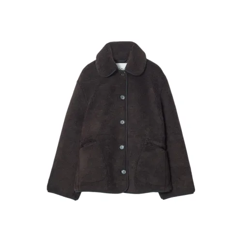 COS Velvet feel Coat Women's Dark Brown