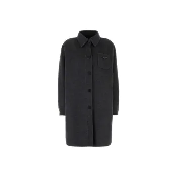 PRADA Triangle Logo Button Up Coat