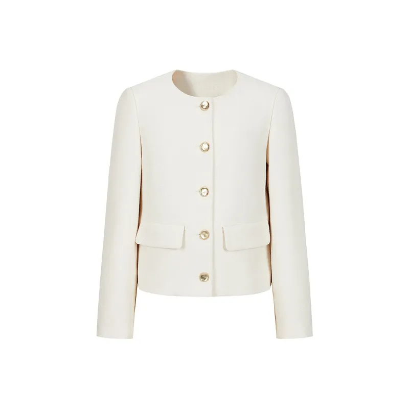 JZ. ANNAKRO Cropped Coats Women's Ecru-0