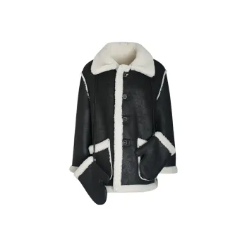 Little Pull Velvet feel Coat Women's Flat Black Silver