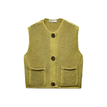 ZARA Vests Women's Green