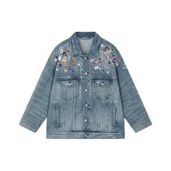 UOOYAA Denim Jacket Women's Denim Blue