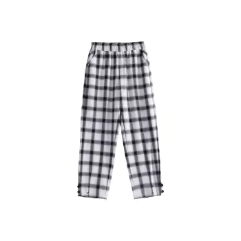 H YXIANG Casual Pants Women's White Plaid