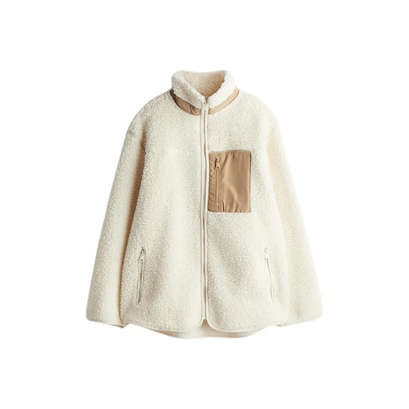 H&M Velvet feel Coat Women's Cream-0