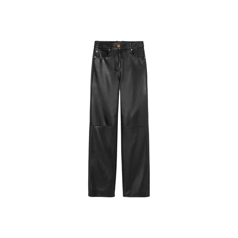 VERSACE Straight-leg Leather Trousers-0