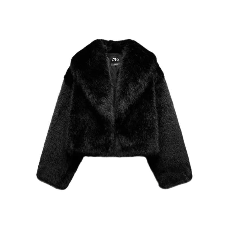 ZARA Velvet feel Coat Women's Black-0