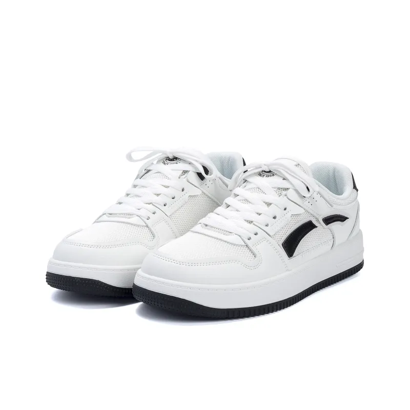 HUANQIU Abrasion Resistant, Lightweight, And Breathable Low Top Skateboard Shoes Men's White Black-2