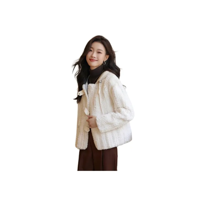 Mo Han Yi Mei Velvet feel Coat Women's Ecru-0