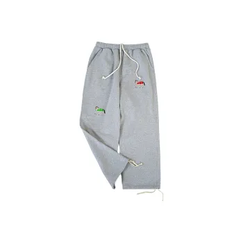 Ideeaideea Vintage Comfortable Embroidered Drawstring Loose Fit Sweatpants With Adjustable Hem Unisex Heather Gray