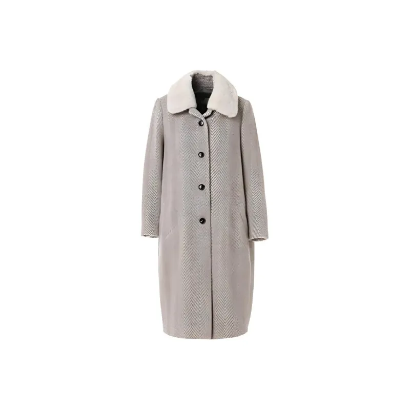QIAOWANNI Coats Women's Pebble Gray-0