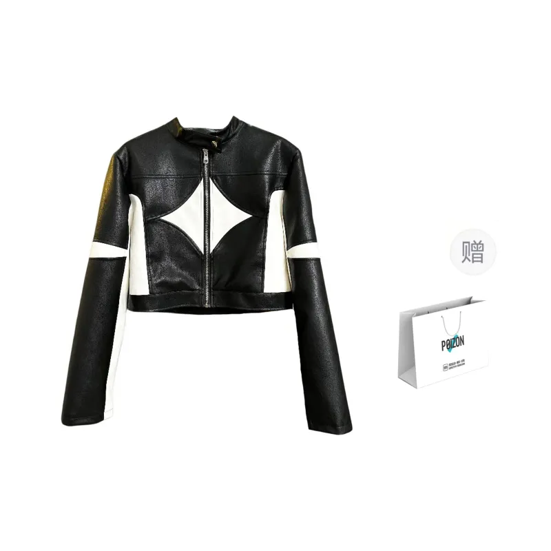 TURN UP Leather Jacket Women's Black-4