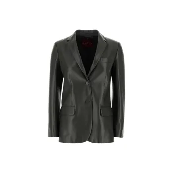 GUCCI Single-Breasted Leather Jacket