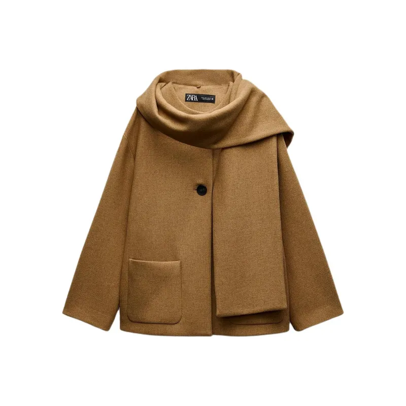 ZARA Coats Women's Gold Brown-0