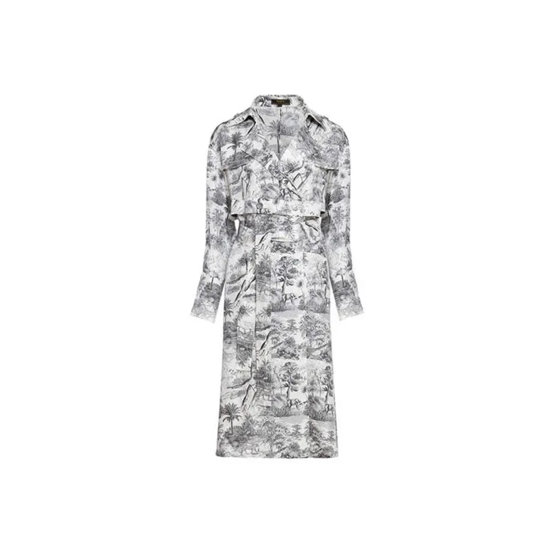 BESIONIA SS23 Trench Coat Women's White Pattern-0