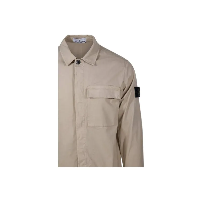 STONE ISLAND Logo Patch Collared Shirt Jacket-3