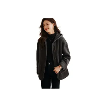 Mo Han Yi Mei Velvet feel Coat Women's Dark Gray