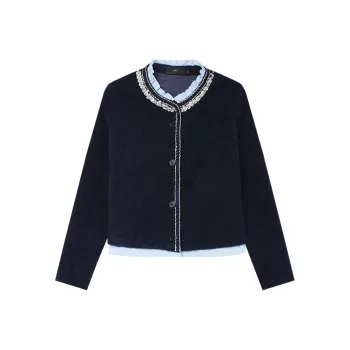LOUISY AO Cropped Coats Women's Navy Blue