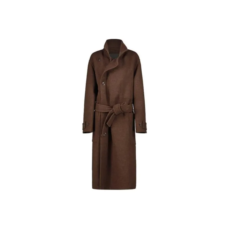 Lemaire Wrap Coat 'Brown Chine'-0