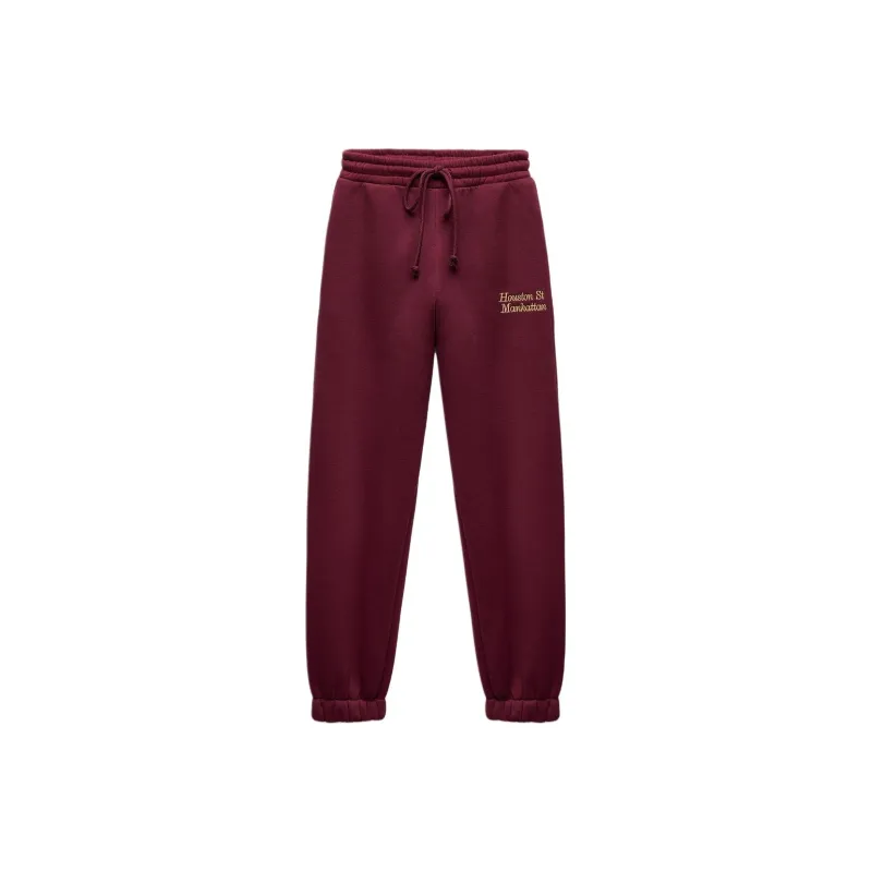 ZARA Casual Pants Women's Burgundy Red-0