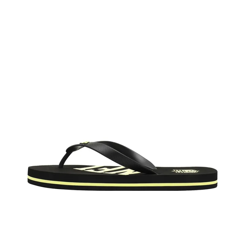 NFL Quiet Odor Resistant Abrasion Resistant Slip Resistant Flip Flops Men's Black-0