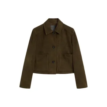Massimo Dutti Leather Jacket Women's Green