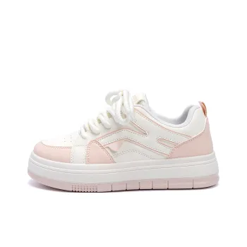 HUANQIU Wrapping, Wear Resistant And Non Slip Low Top Skateboard Shoes Women's White Pink