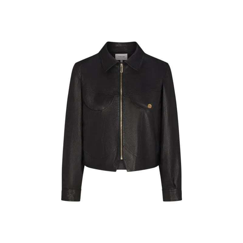 FRAME FW24 Leather Jacket Women's Black-0