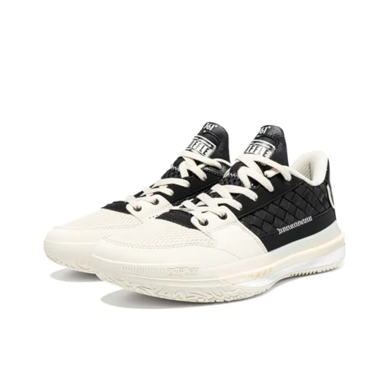 361° Anti Slip Wear Resistant Low Top Basketball Shoes Men's Black White-2