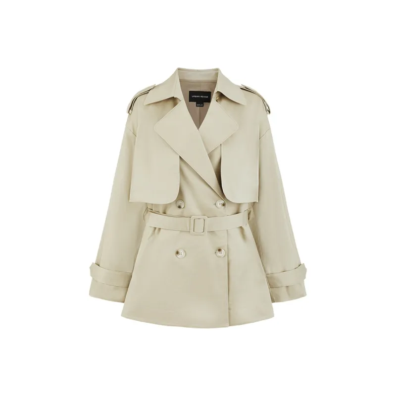 URBAN REVIVO Trench Coat Women's Khaki-0