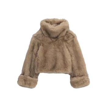 ZARA Velvet-feel Coat Women's Light Beige