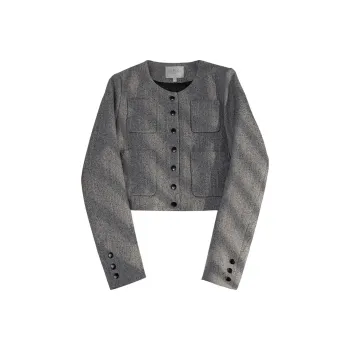 Cypress House Cropped Coats Women's Black Gray Color