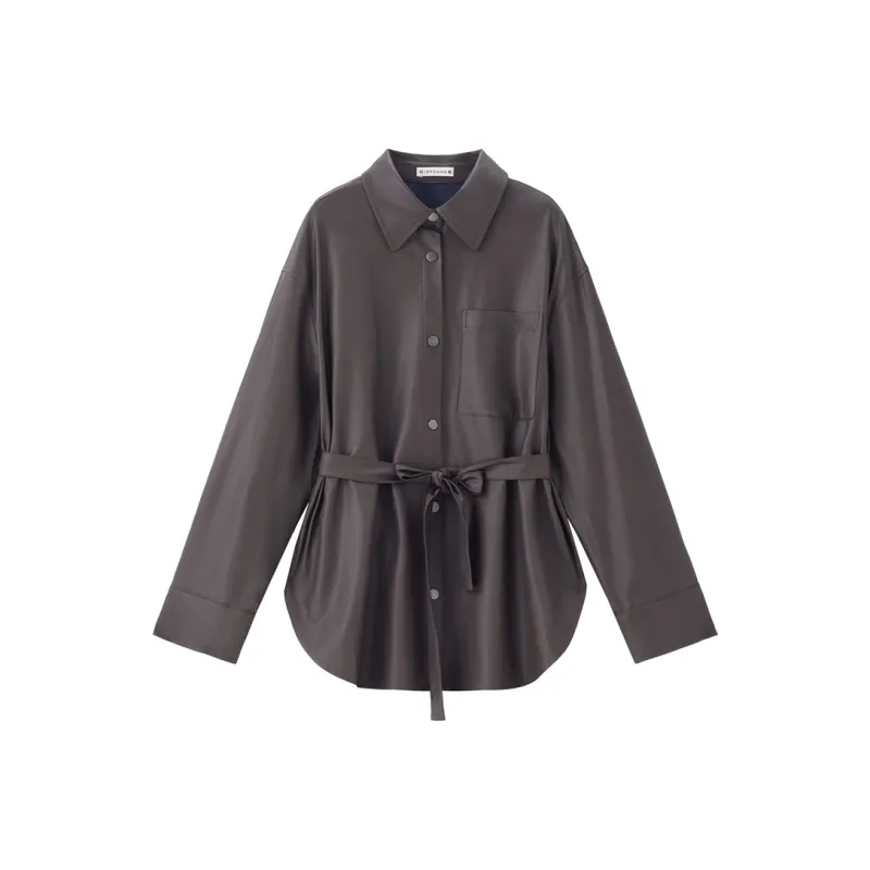 UNIQLO Leather Jackets Women's 87 Coffee-0
