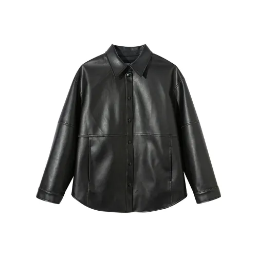 Ouyang Leather Jacket Women's Classic Black