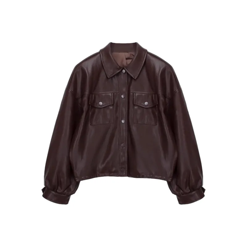 COMBO Leather Jacket Women's Green-2