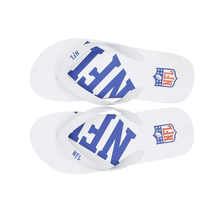 NFL Quiet Odor Resistant Abrasion Resistant Slip Resistant Flip Flops Men's White-2