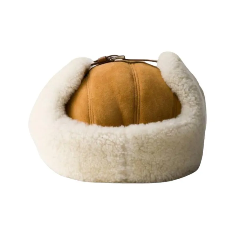 PRADA Suede Shearling Trapper Hat-1