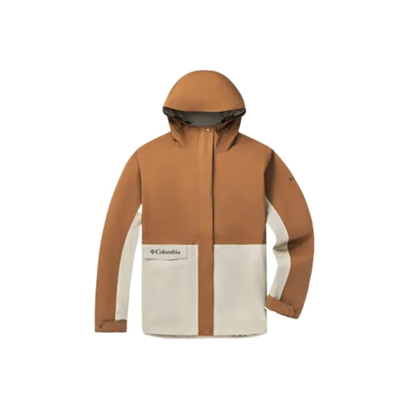 Columbia Waterproof, Windproof, Breathable, Abrasion Resistant, Lightweight Windbreaker Jacket Women's White Brown 224-0