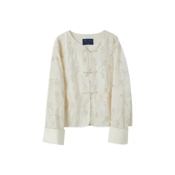 3COLOUR Cropped Coat Women's Ecru Floral