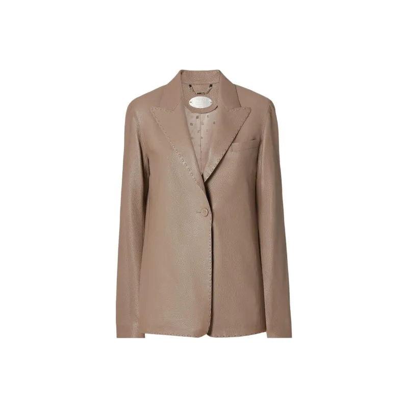FENDI Leather Jacket Women's Green-0