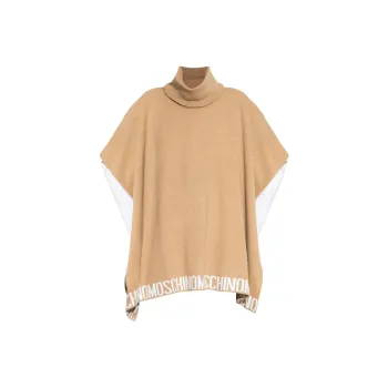 MOSCHINO Logo Intarsia Turtleneck Poncho