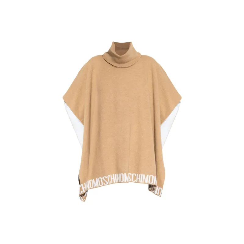 MOSCHINO Logo Intarsia Turtleneck Poncho-0