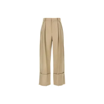 Victoria Beckham Wide Leg Turn Up Trousers