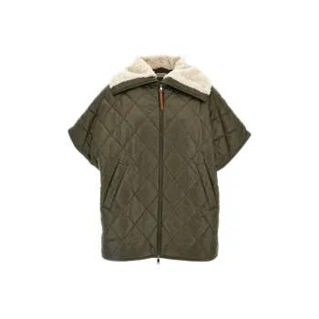 Moncler Teddy Neck Zip Up Padded Cape