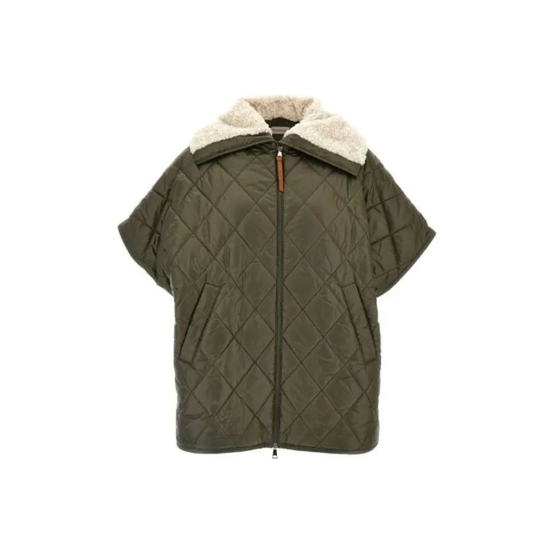 Moncler Teddy Neck Zip Up Padded Cape-0