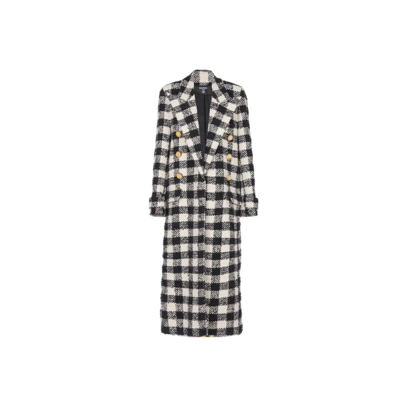 BALMAIN Long 6-Button Tweed Coat-0